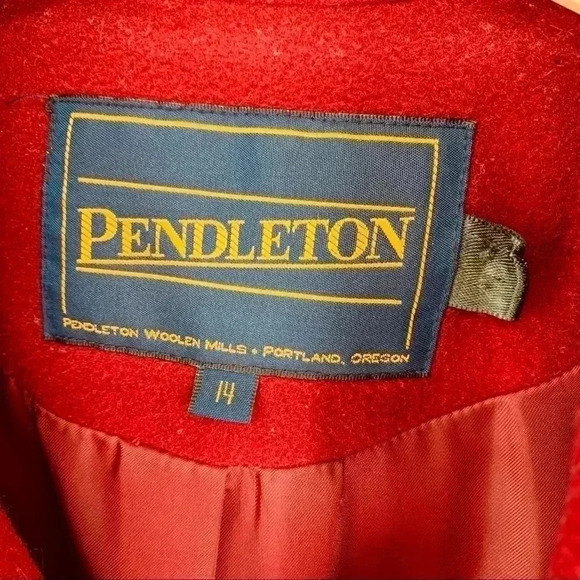 Pendleton Ruby red 100% lambswool pea coat - Picture 2 of 5